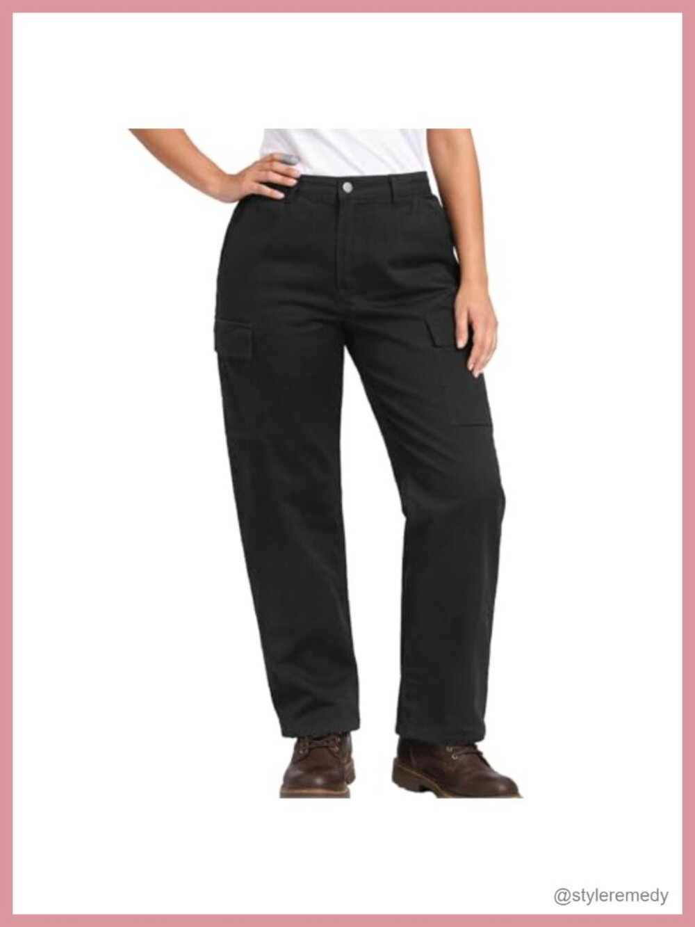 High Rise Cotton Cargo Joggers with Pockets Plus Size Work Pants